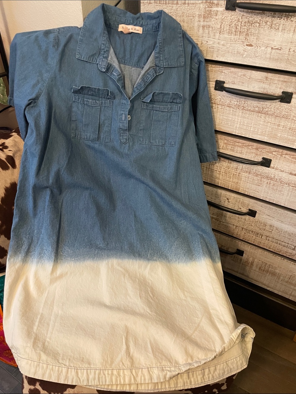 Creme Ombré Denim Dress